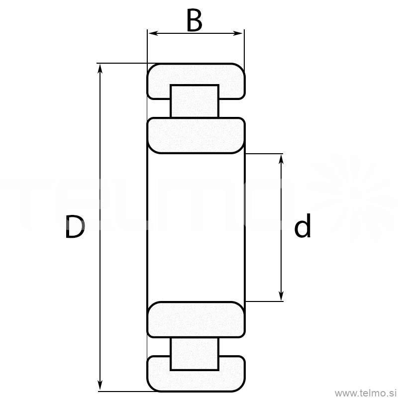 Skica ležaja - enoredni valjčni ležaj - dimenzije